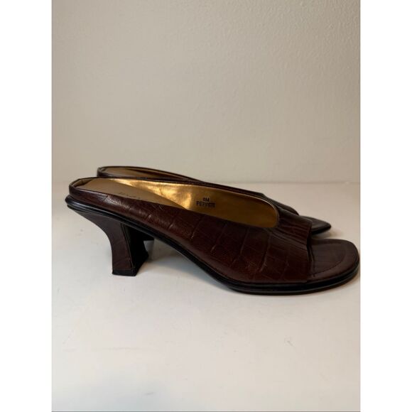 Vintage 90s Y2K Marquise Brown Pepper Slip On Mule Heels Size 8 - Picture 6 of 10
